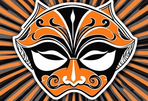 Unhappy Masquerade mask that is orange and black simple tattoo idea