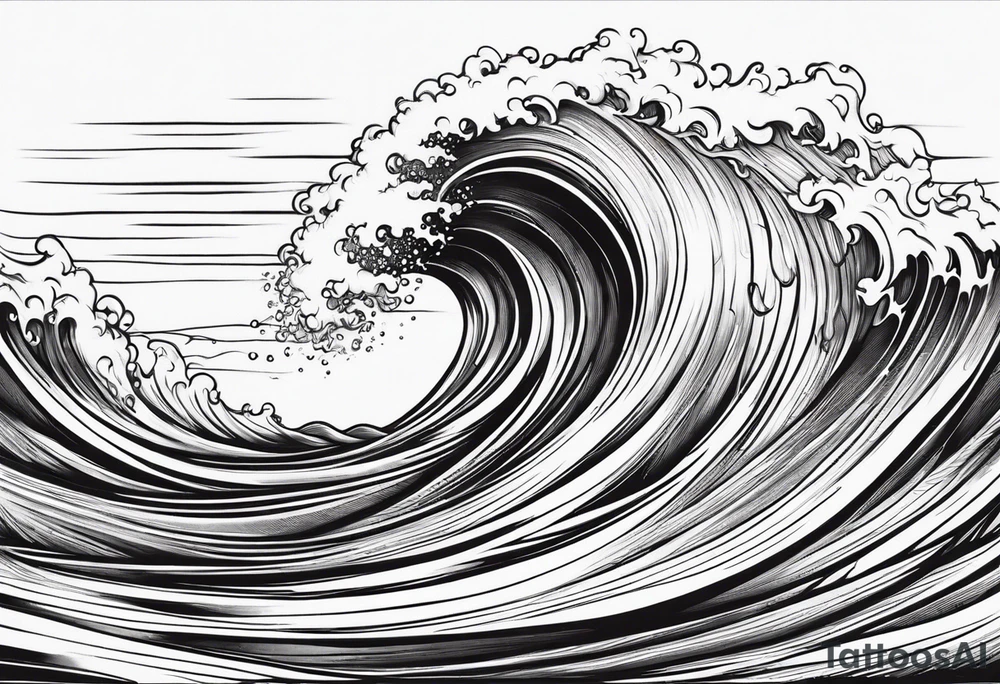 Flames rolling into water wave tattoo idea