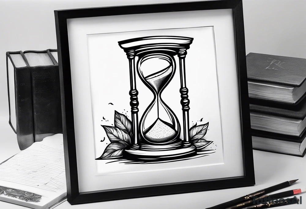 hourglass grandfather memorial sunset simple design tattoo idea