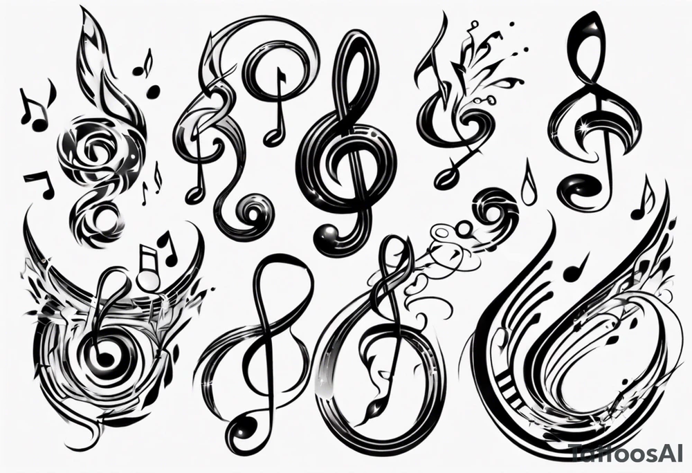 music note white color tattoo idea