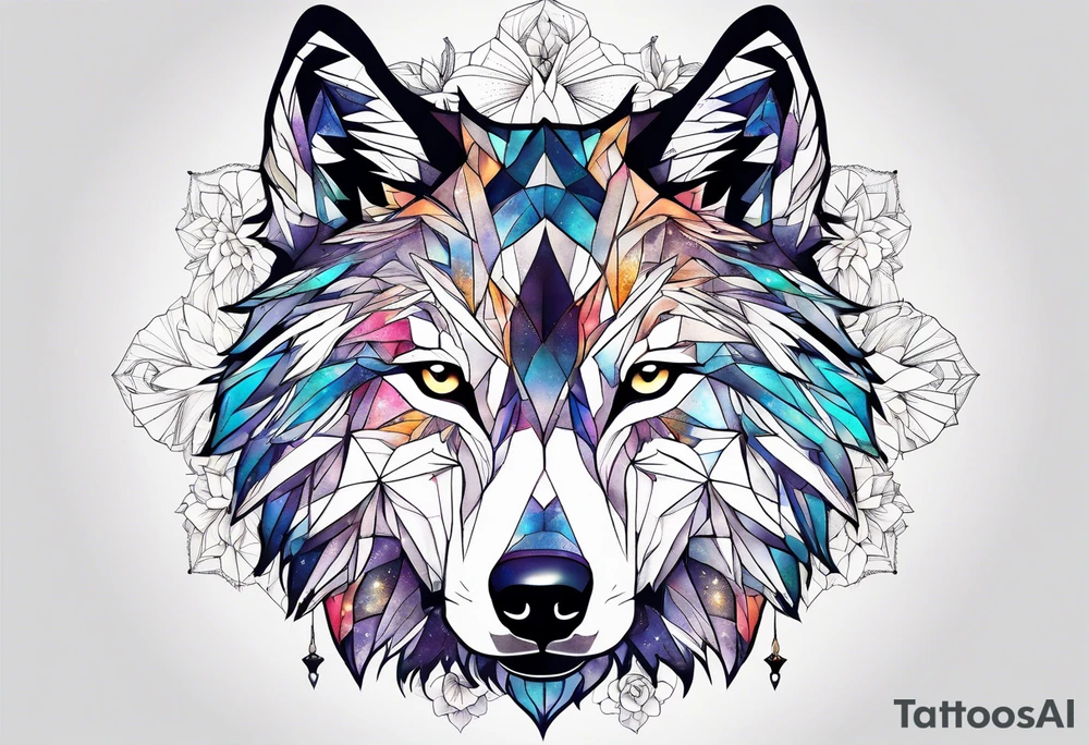 Constellation, animal wolf snow , géométric , flower tattoo idea