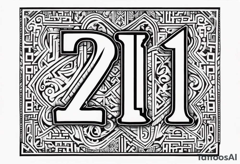 Number 41 with cross and pattern tattoo idea