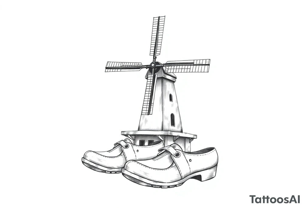 Tulips windmill dutch clogs tattoo idea