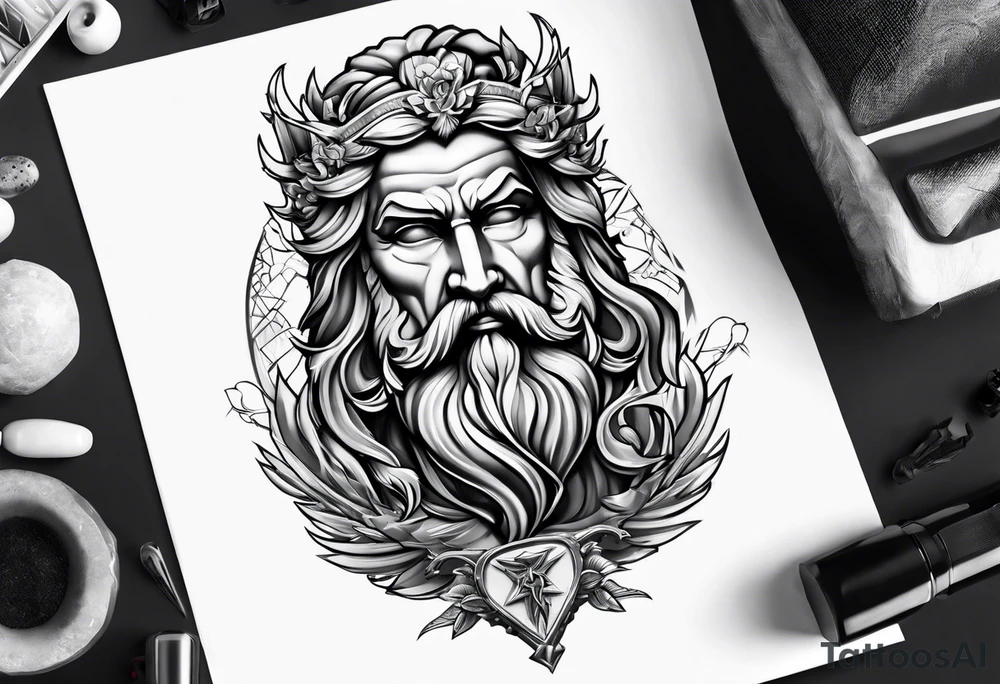 Zeus with lightning, tattoo sleeve tattoo idea