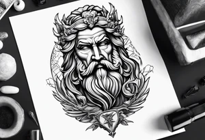 Zeus with lightning, tattoo sleeve tattoo idea
