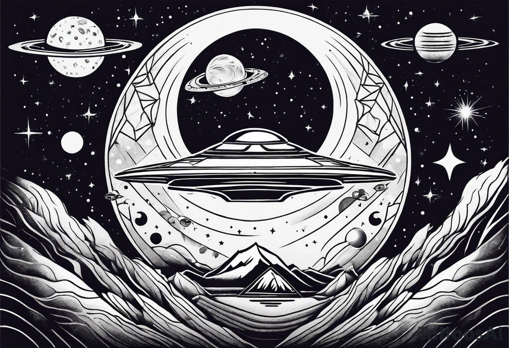 Space and ufo tattoo idea