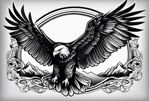 Black and white eagle chest tattoo idea