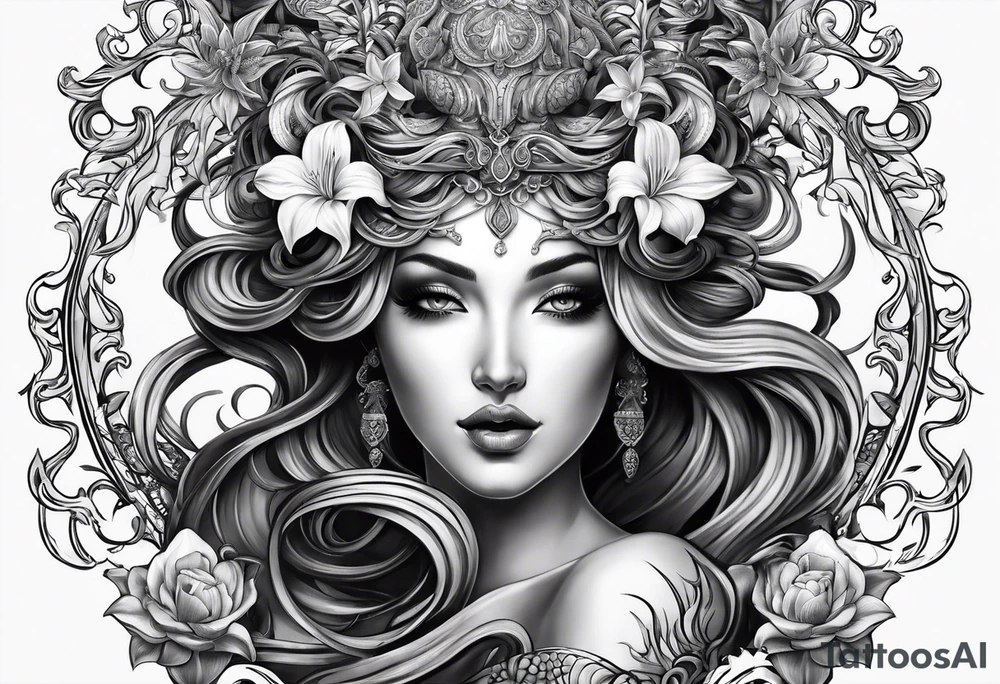 medusa book lily tattoo idea