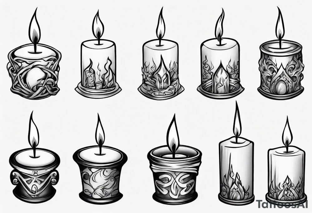 Burning candle in finger loop holder tattoo idea