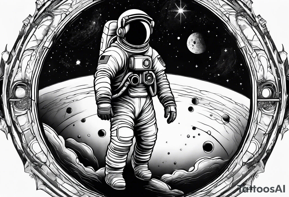 A astronaut a black hole tattoo idea