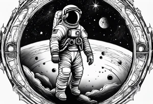 A astronaut a black hole tattoo idea