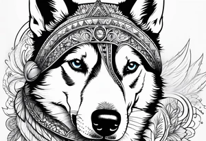 serious looking Siberian Husky tattoo idea