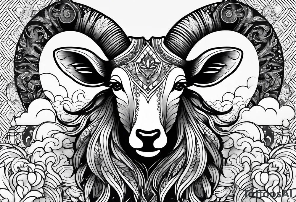 Aries fire trippy tattoo idea