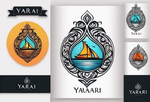 a a simple easily drawn logo for a bikini brand called Yaraí. Simple logo and unique design symbolizing the meaning "lively waters" . Spiral included in the logo tattoo idea