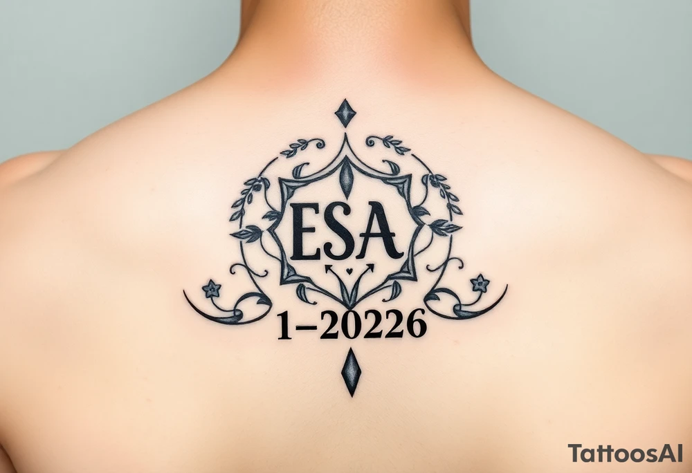 Soul mate symbol with ESA & CSA that a wedding date 1-62026 tattoo idea