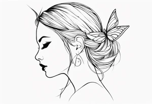 Minimal Fairy profile line tattoo idea