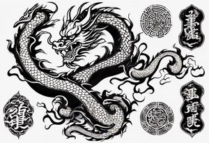 long chinese dragon with scales tattoo idea