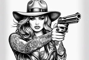 woman with a gun tattoo idea