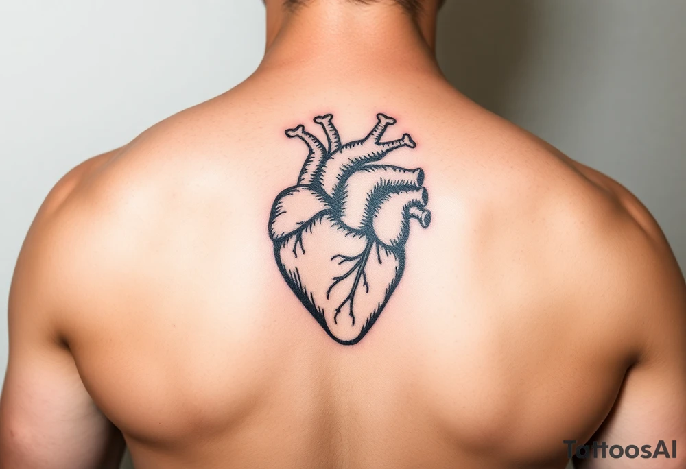 woodcut realistic heart tattoo tattoo idea
