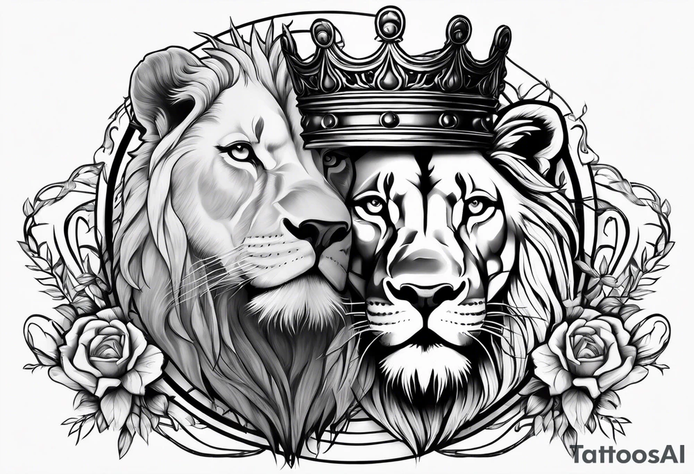 Lion and lamb with crown of thorns tattoo idea