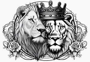 Lion and lamb with crown of thorns tattoo idea