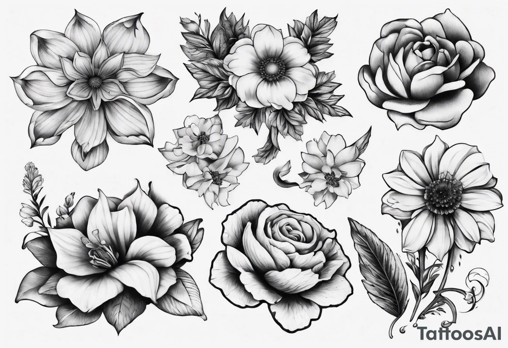Flowers in a big tatto tattoo idea