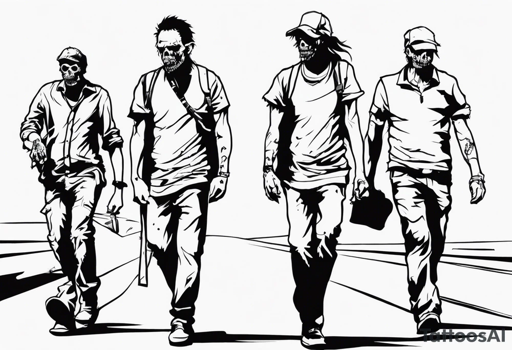 zombies walking tattoo idea