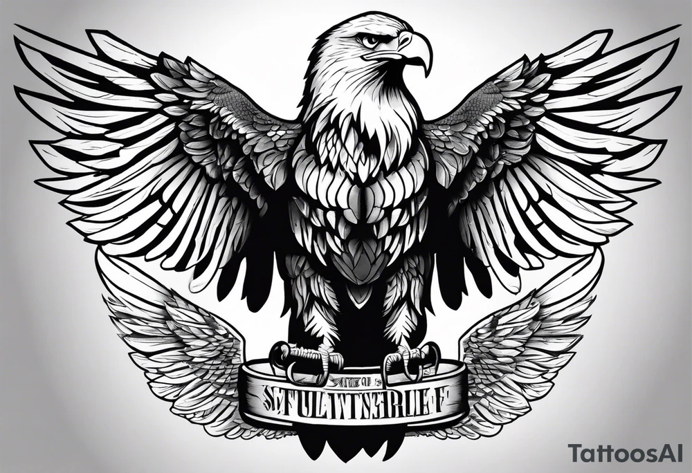 realistic eagle full body  sit face front closed wings tattoo idea