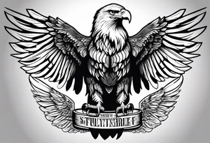 realistic eagle full body  sit face front closed wings tattoo idea