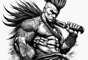 a mad mohawk axeman trying to attack you tattoo idea