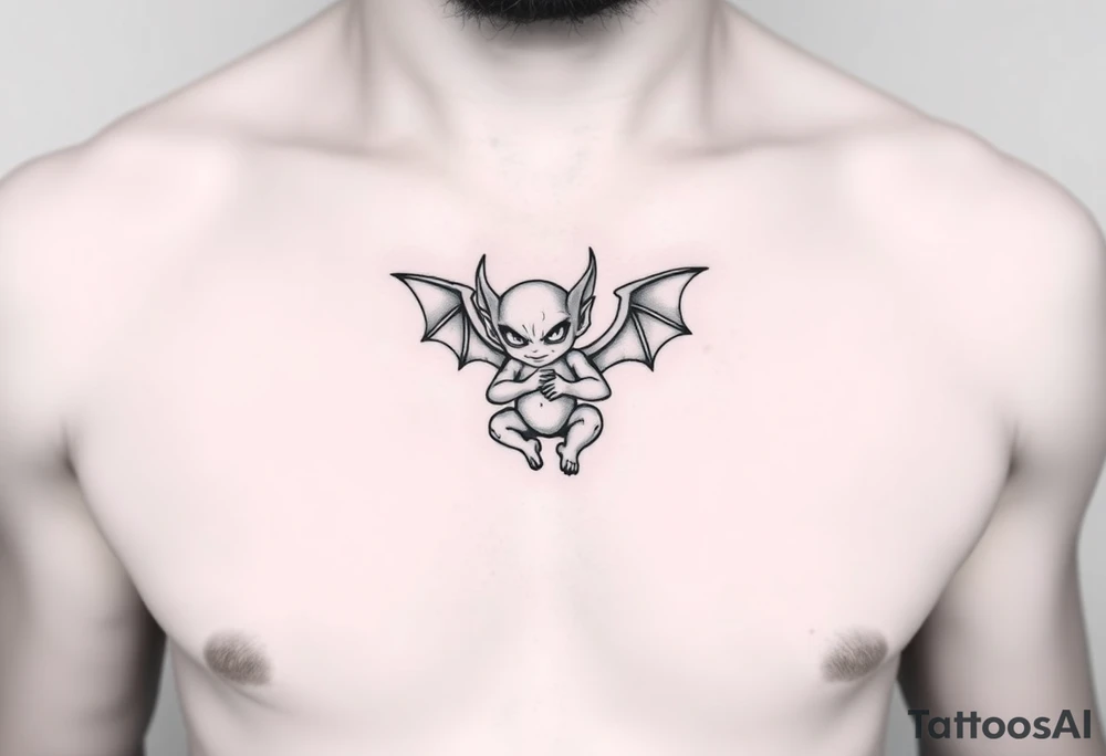 Tiny goblin with wings tattoo idea