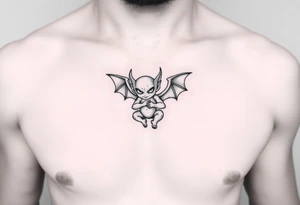 Tiny goblin with wings tattoo idea
