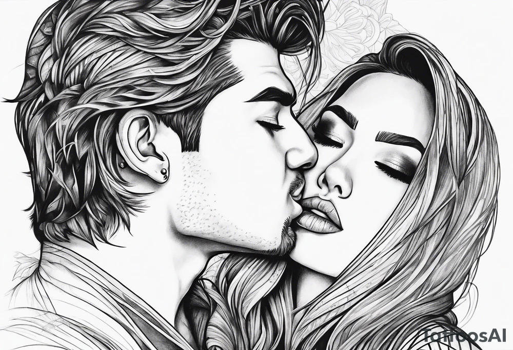 Two person kiss tattoo idea