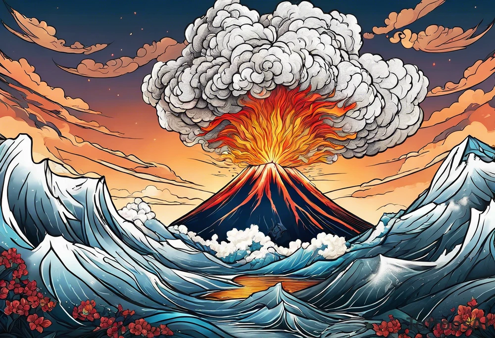 Volcán en erupcion tattoo idea