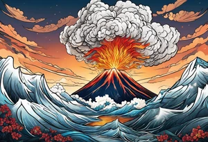 Volcán en erupcion tattoo idea