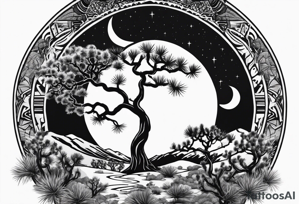 Joshua tree yin and yang tattoo idea