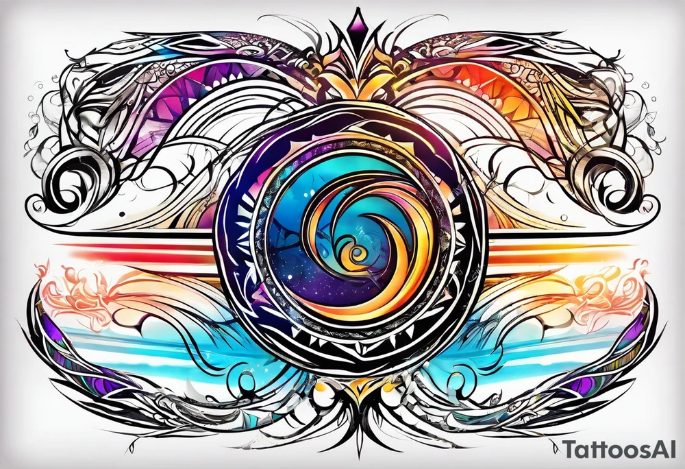 neo-tribal abstract lines gradient tattoo idea