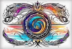 neo-tribal abstract lines gradient tattoo idea