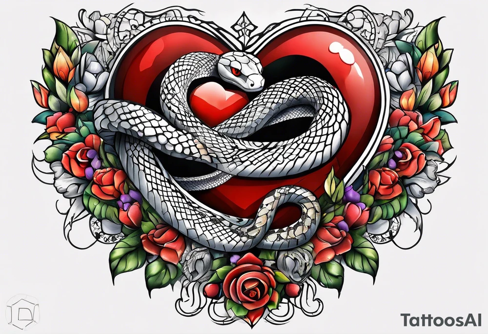 snake around a heart tattoo idea