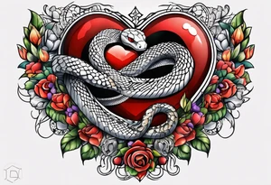 snake around a heart tattoo idea