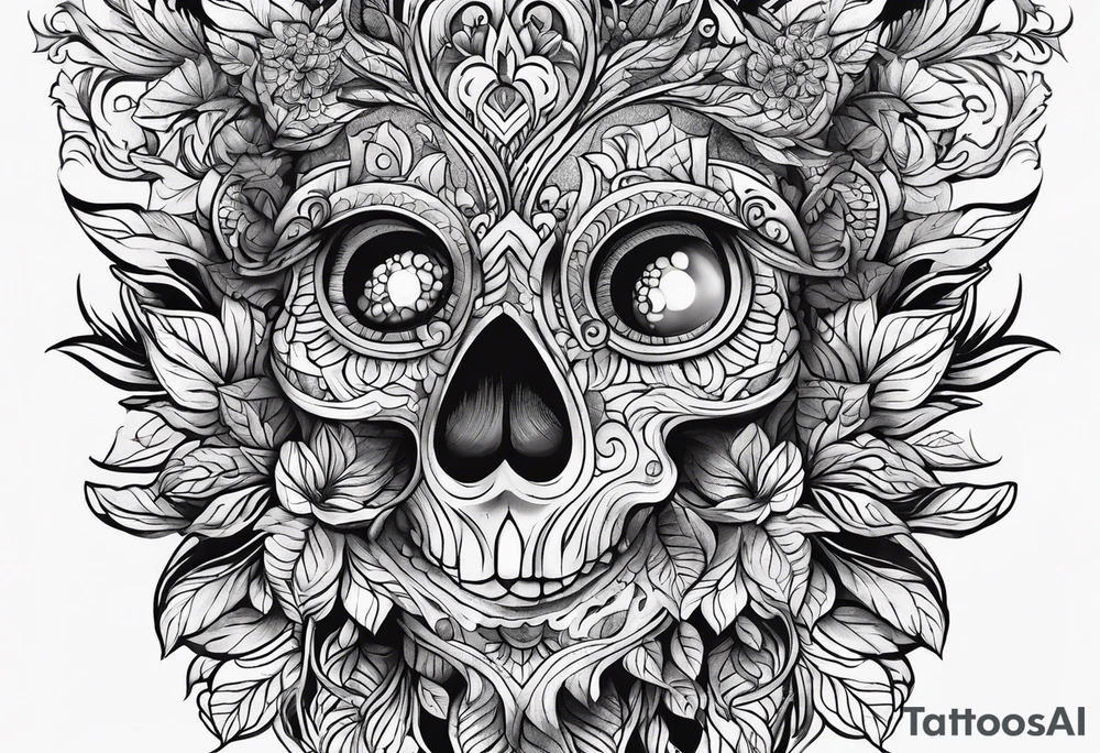 wood with foliage tattoo idea