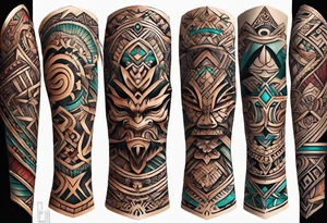 we create a brutal tattoo for the whole arm in the style of Polynesia tattoo idea