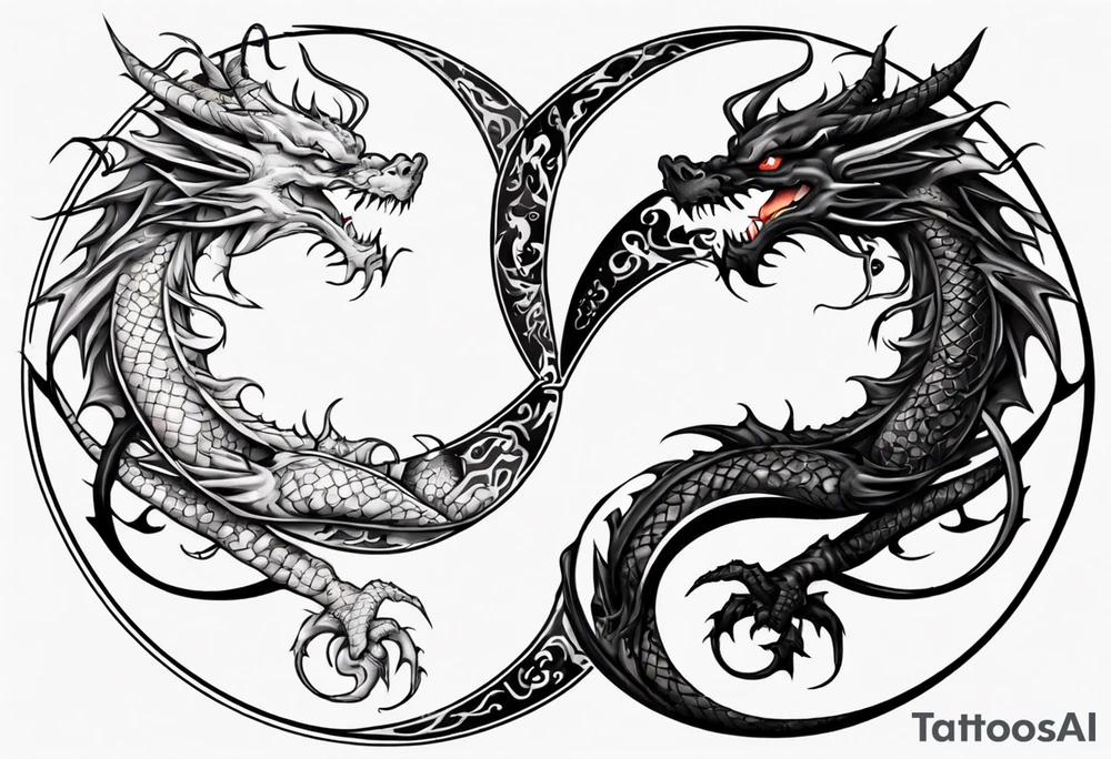 Two Dragons Creating Yin Yang tattoo idea