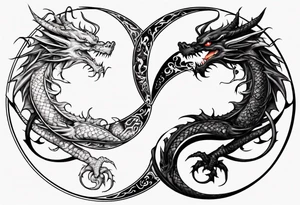 Two Dragons Creating Yin Yang tattoo idea