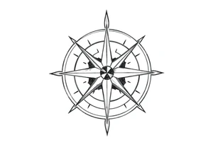 Simple Double layered compass rose tattoo idea