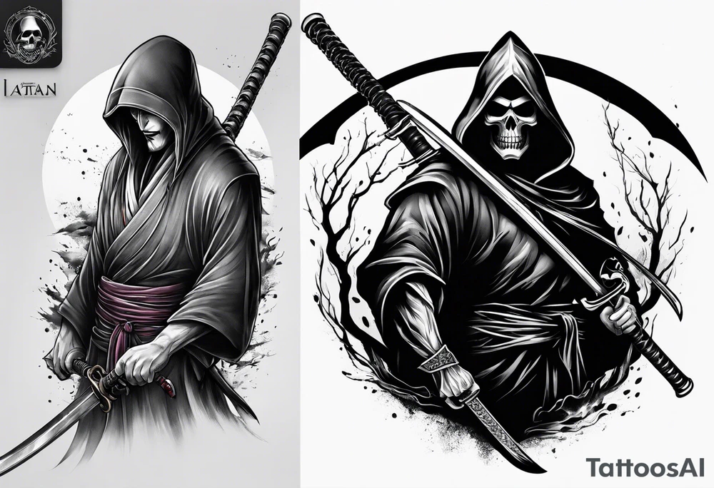 Katana and grim reaper tattoo idea