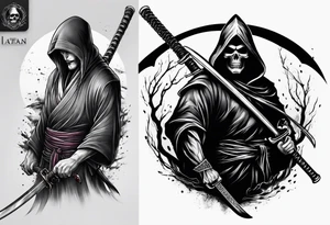 Katana and grim reaper tattoo idea