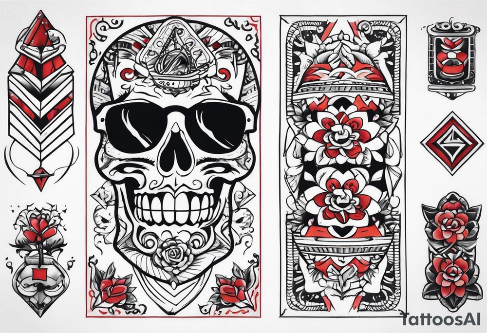 Rock a billy arm sleeve
Verschiedene Motive tattoo idea