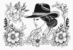 floral western cowgirl tattoo idea