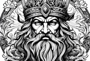 Poseidon head and trident tattoo idea